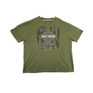 Harley-Davidson Made in USA T-Shirt 3XL Olive Graphic Moto Tee Vintage Style